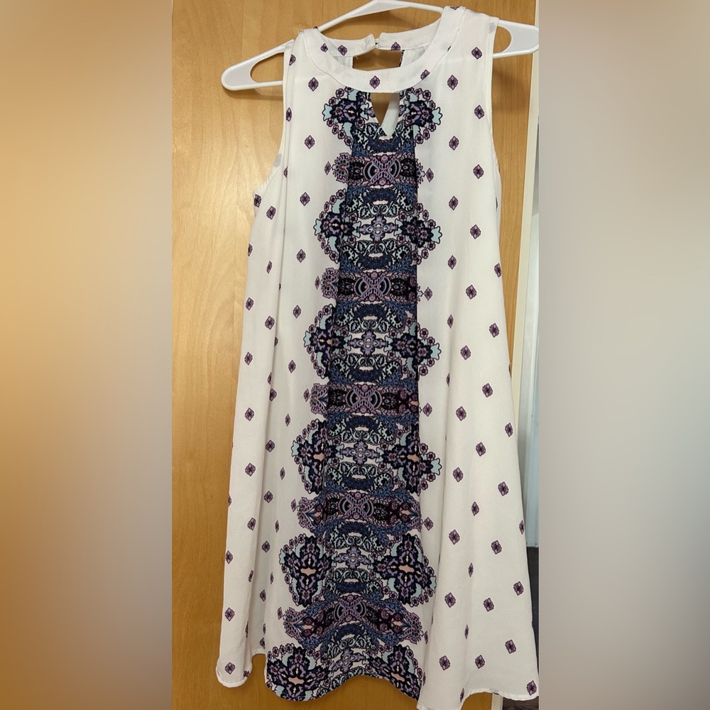 Xhilaration Floral White and Purple Dress